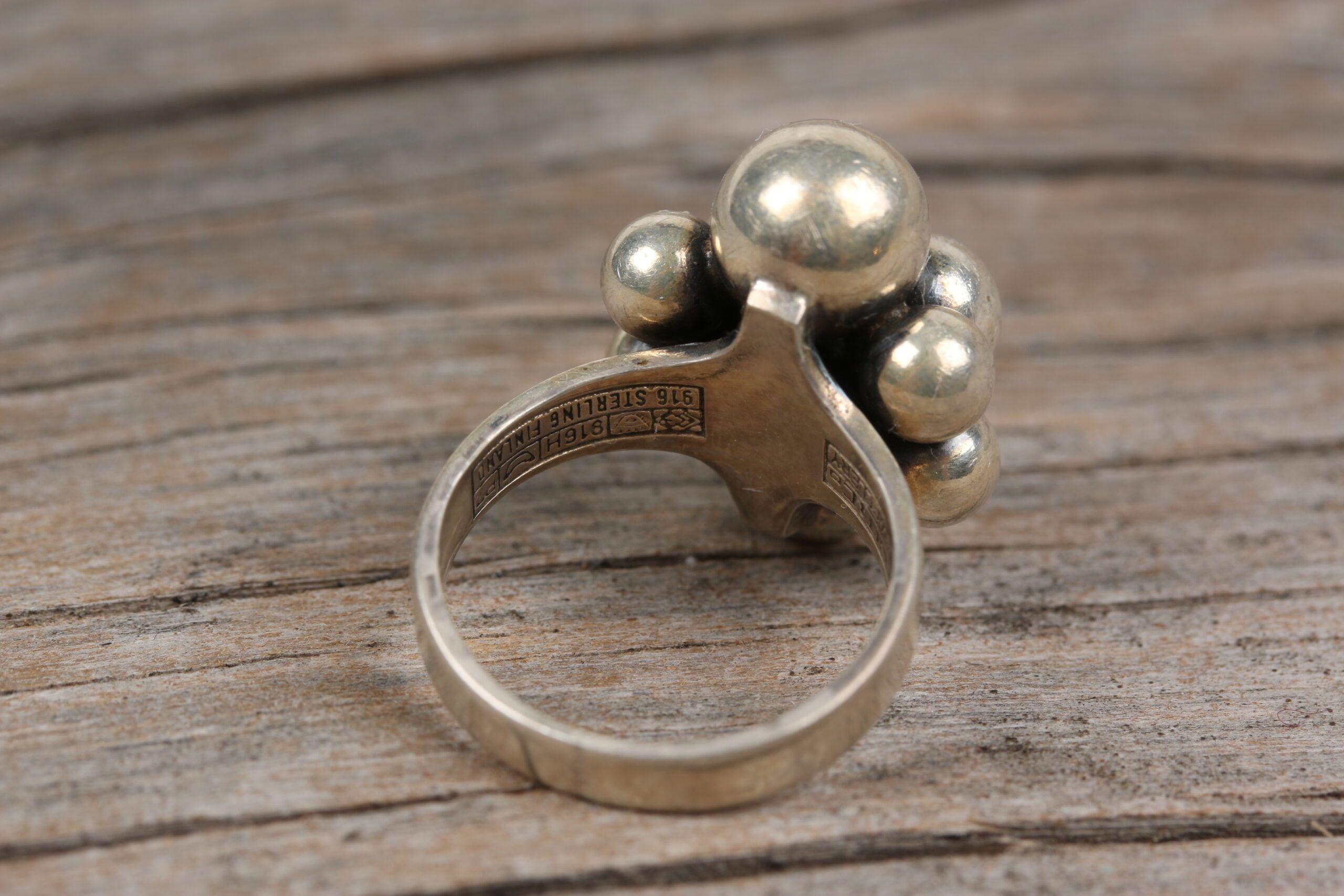 1960-luku Erik Granit hopeasormus / Silver ring - Image 4