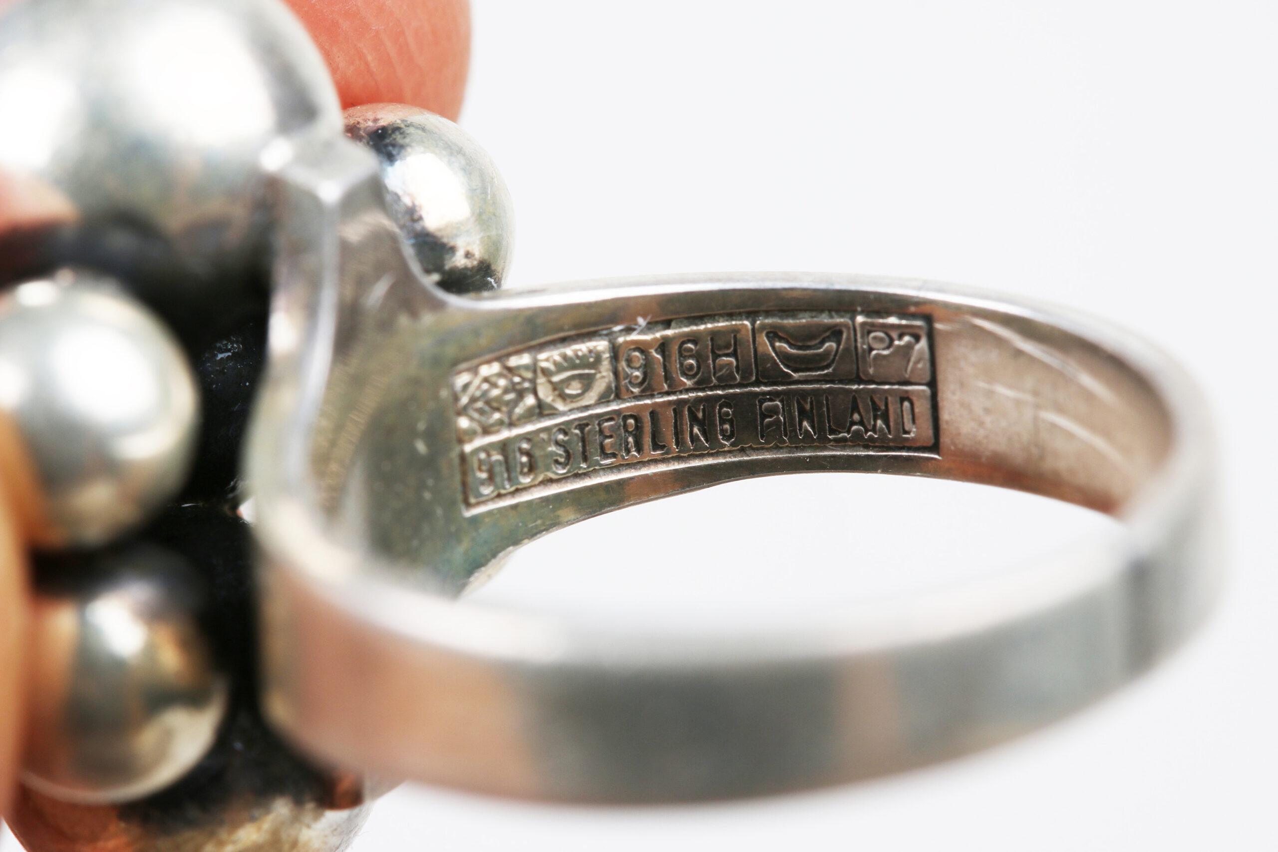 1960-luku Erik Granit hopeasormus / Silver ring - Image 5