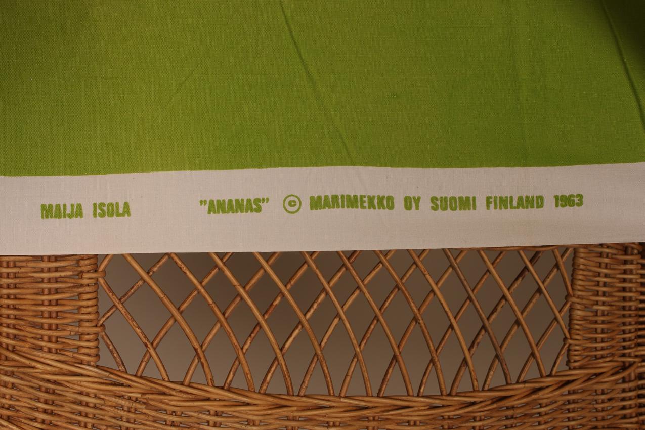Vintage Marimekko Ananas vihreä kangas / Marimekko Ananas Green Fabric - Image 5