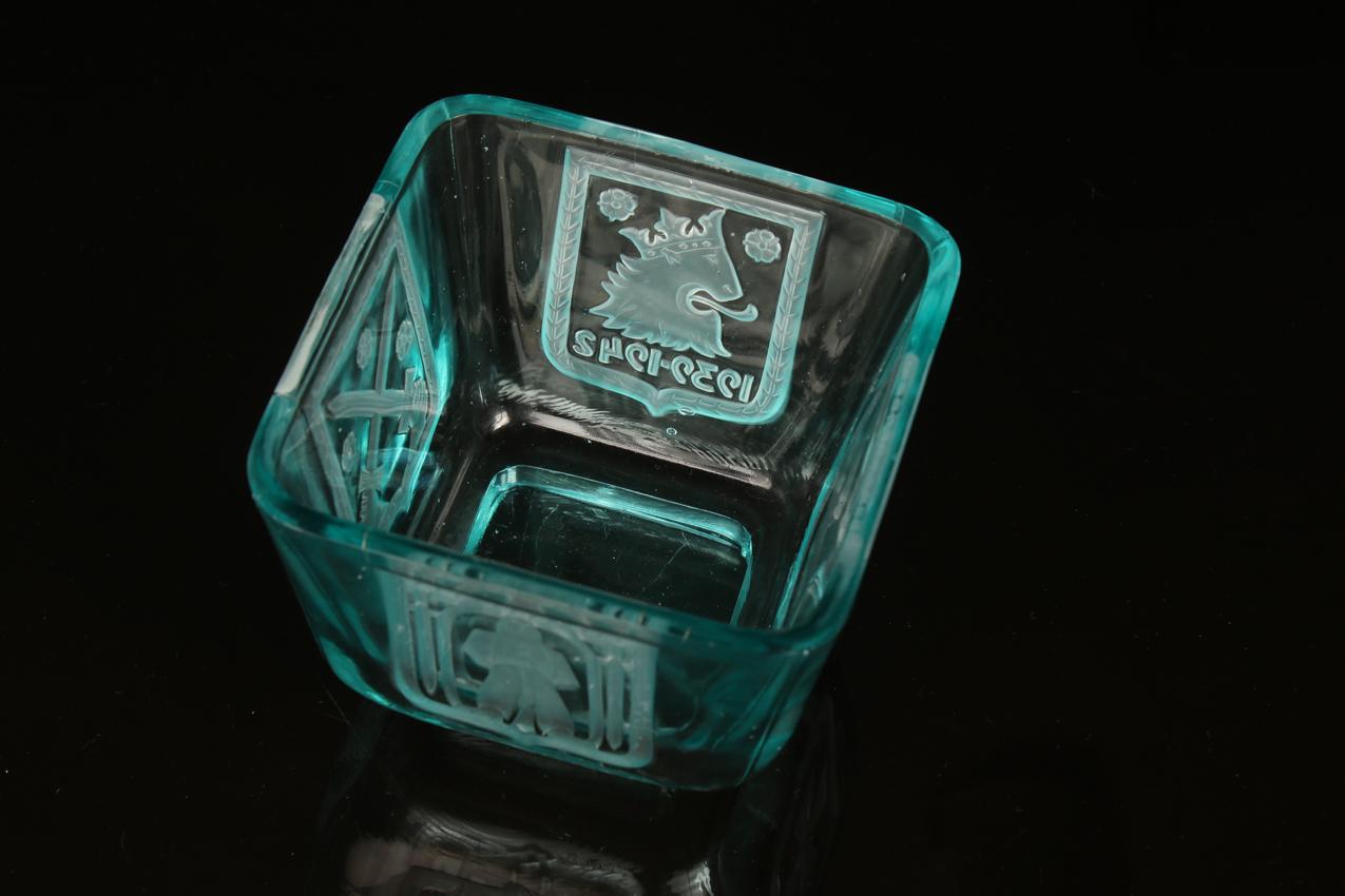 Riihimäen lasi Turkoosi Mottimalja 1939-1942 / Turquoise Mottimalja - Image 6