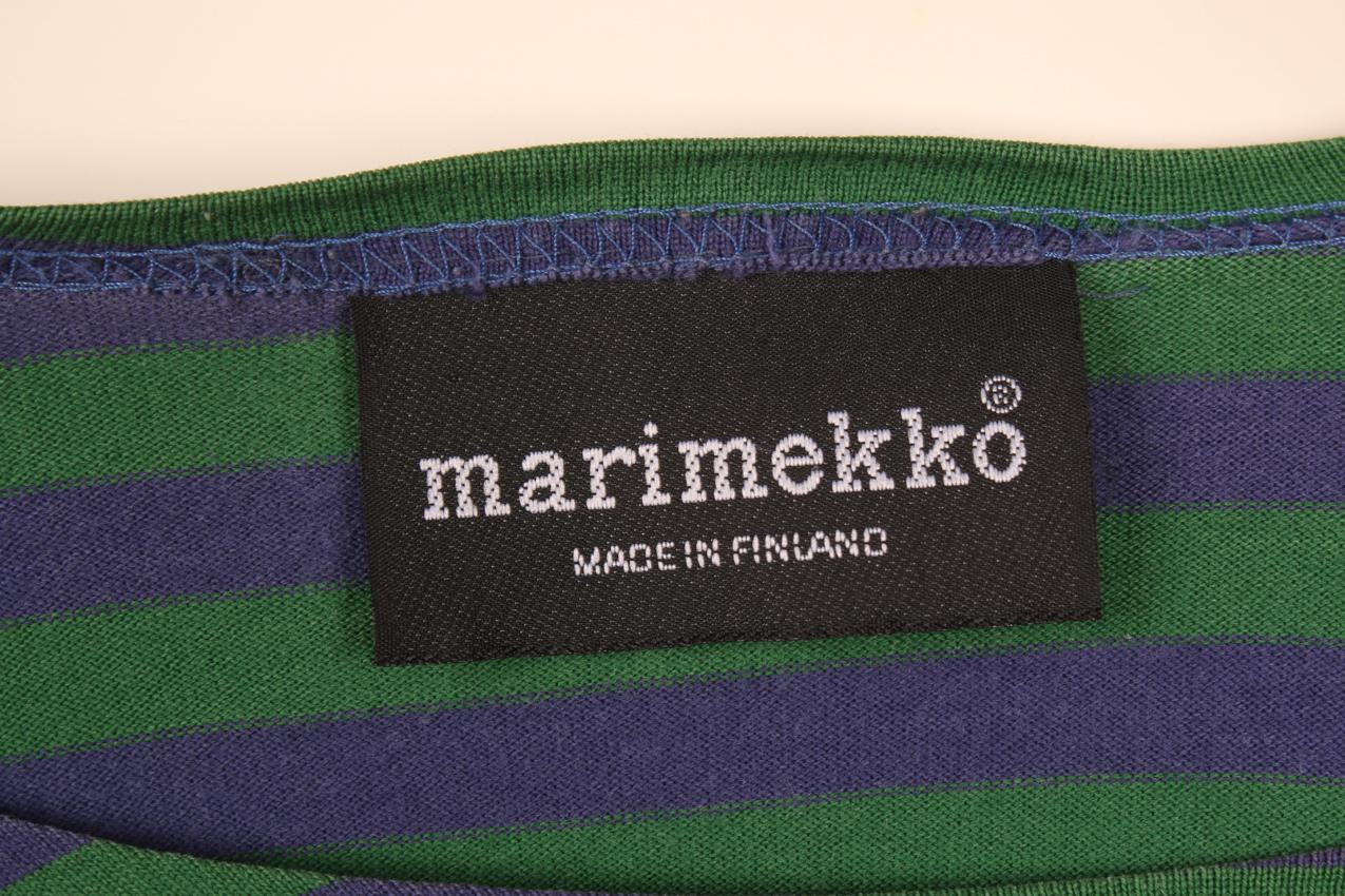 Marimekko tasaraita logo t-paita / Marimekko logo t-shirt M - Image 7