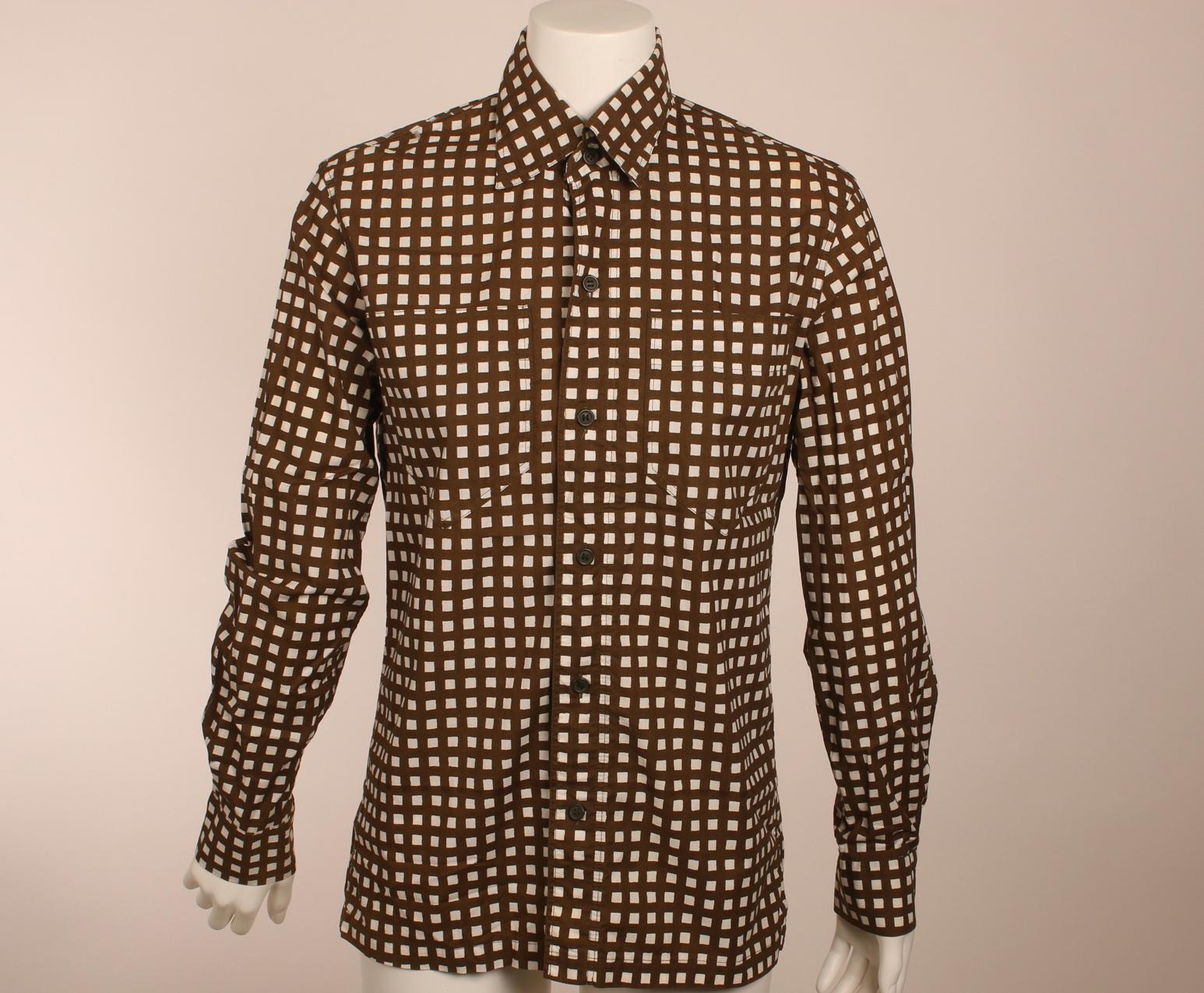 Vintage Marimekko ruudullinen paita S / Brown Squared Button Down Shirt Unisex S