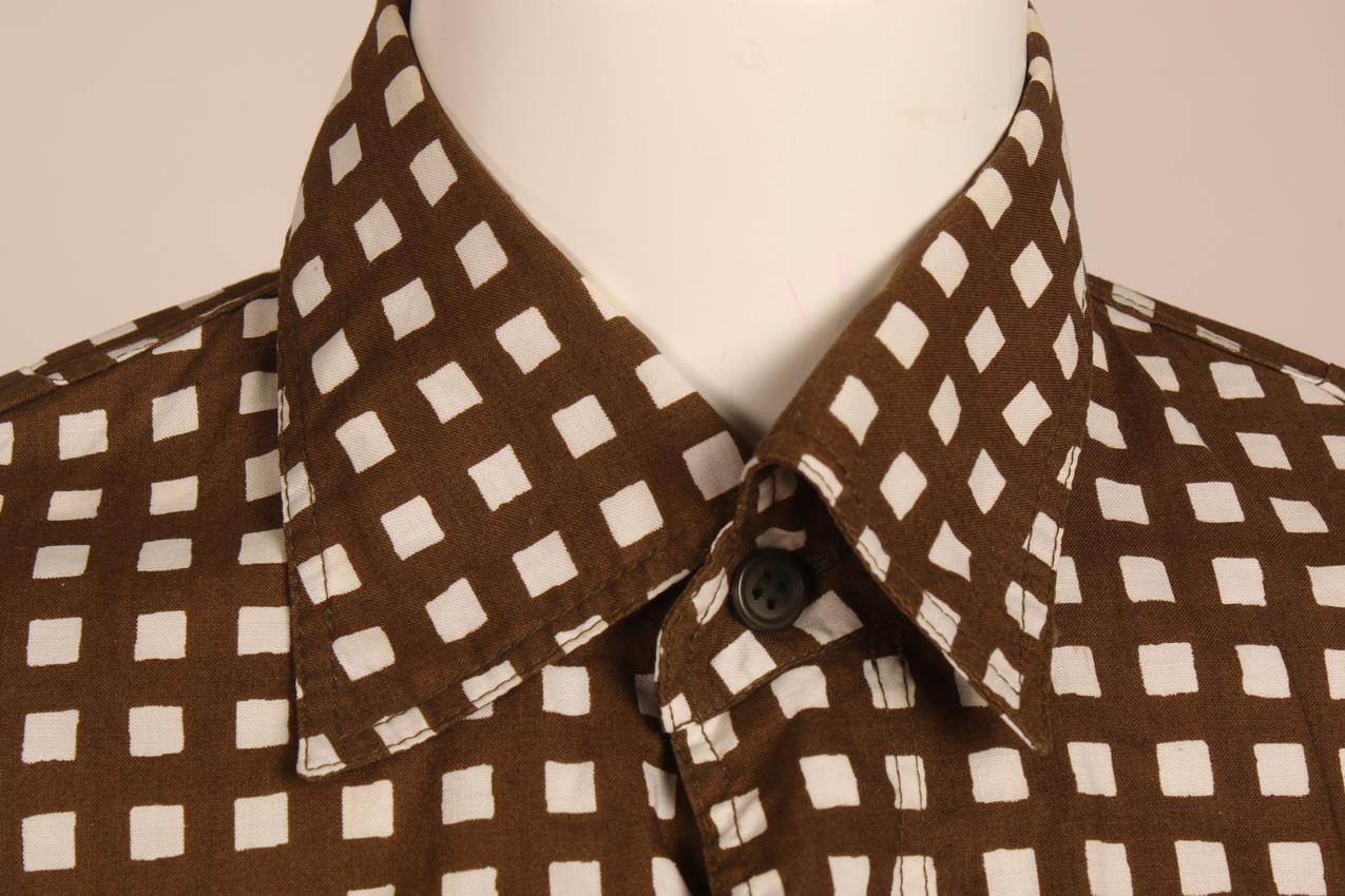 Vintage Marimekko ruudullinen paita S / Brown Squared Button Down Shirt Unisex S - Image 3