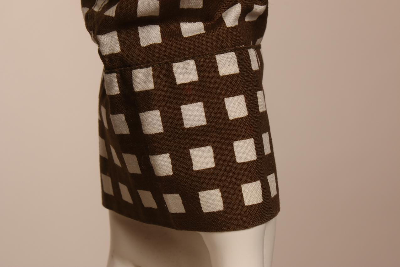 Vintage Marimekko ruudullinen paita S / Brown Squared Button Down Shirt Unisex S - Image 5