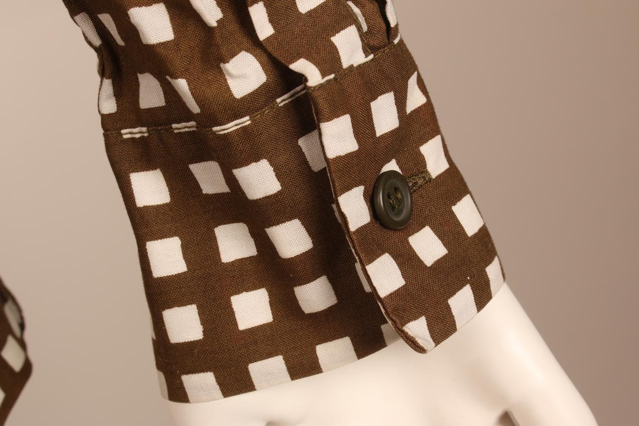 Vintage Marimekko ruudullinen paita S / Brown Squared Button Down Shirt Unisex S - Image 9
