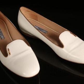 White Prada leather ballerina flats 40,5