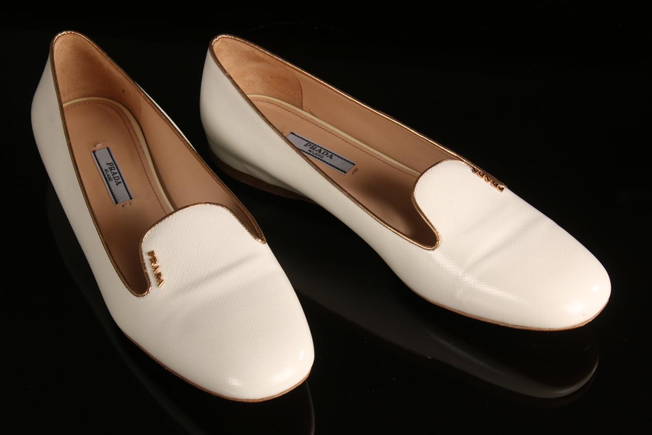White Prada leather ballerina flats 40,5