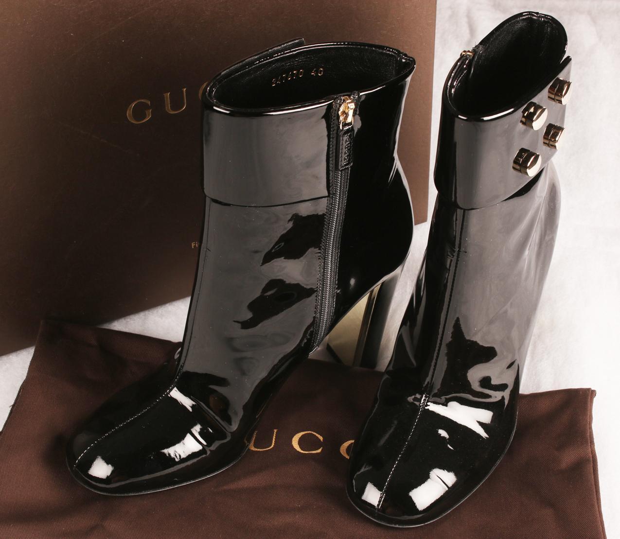 Gucci mustat kiiltonahka nilkkurit 40