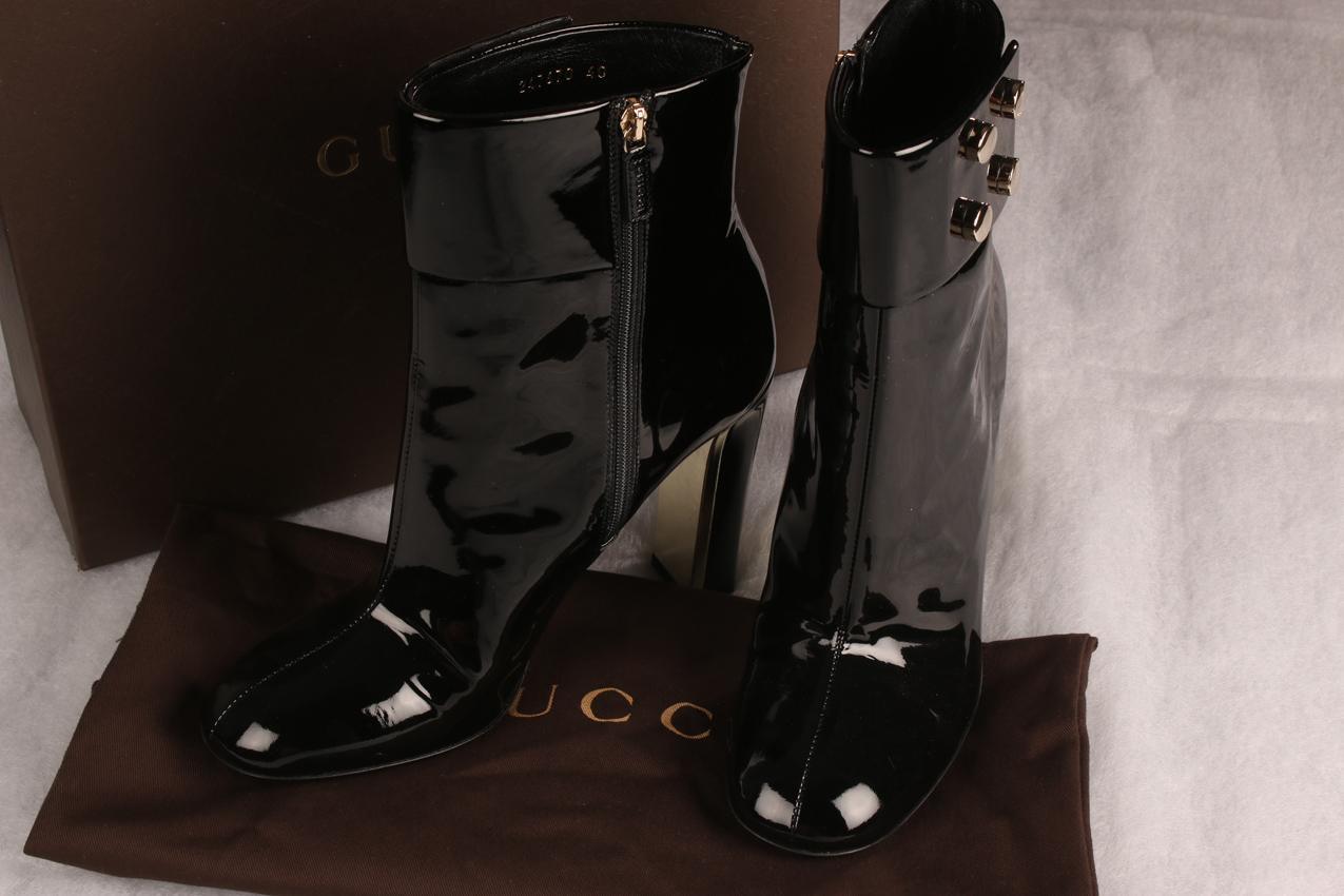 Gucci mustat kiiltonahka nilkkurit 40 - Image 8