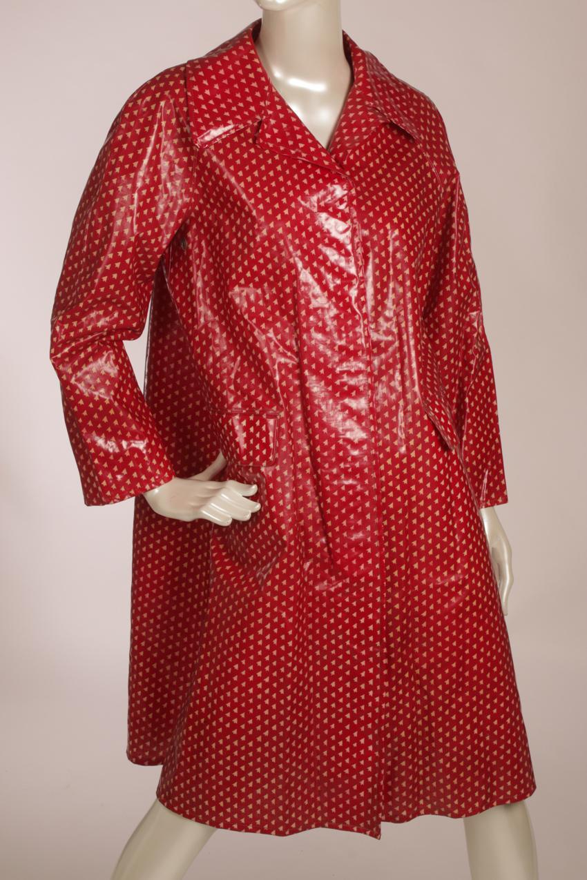 Vintage Marimekko Rukka kiiltävä punainen sadetakki “Härkki” M - Image 3