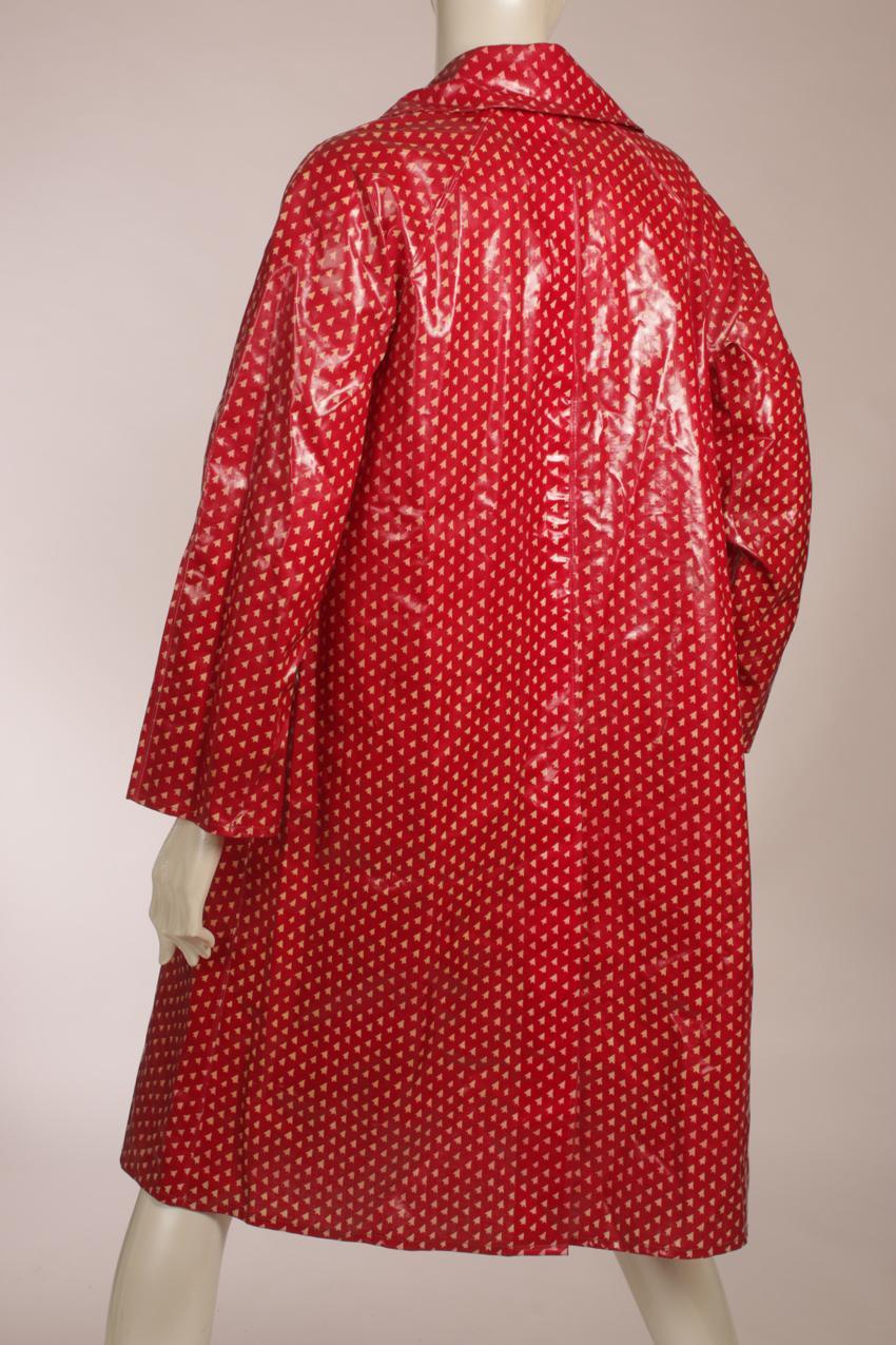Vintage Marimekko Rukka kiiltävä punainen sadetakki “Härkki” M - Image 7