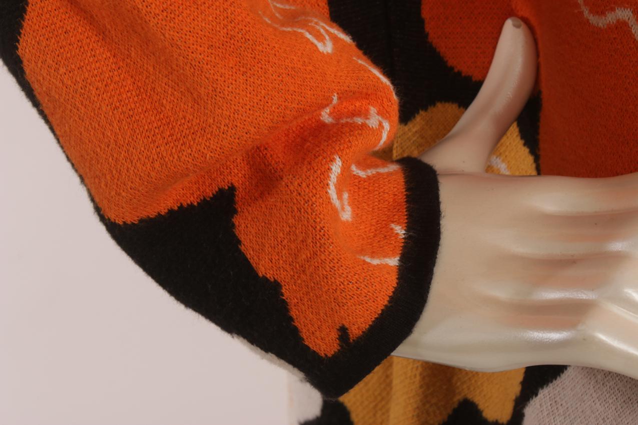Marimekko oranssi kukkakuvoinen “Pilar” neulemekko tunika - Image 3