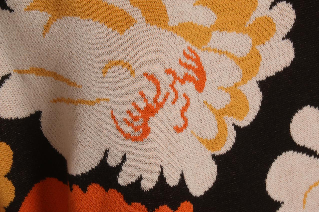 Marimekko oranssi kukkakuvoinen “Pilar” neulemekko tunika - Image 5
