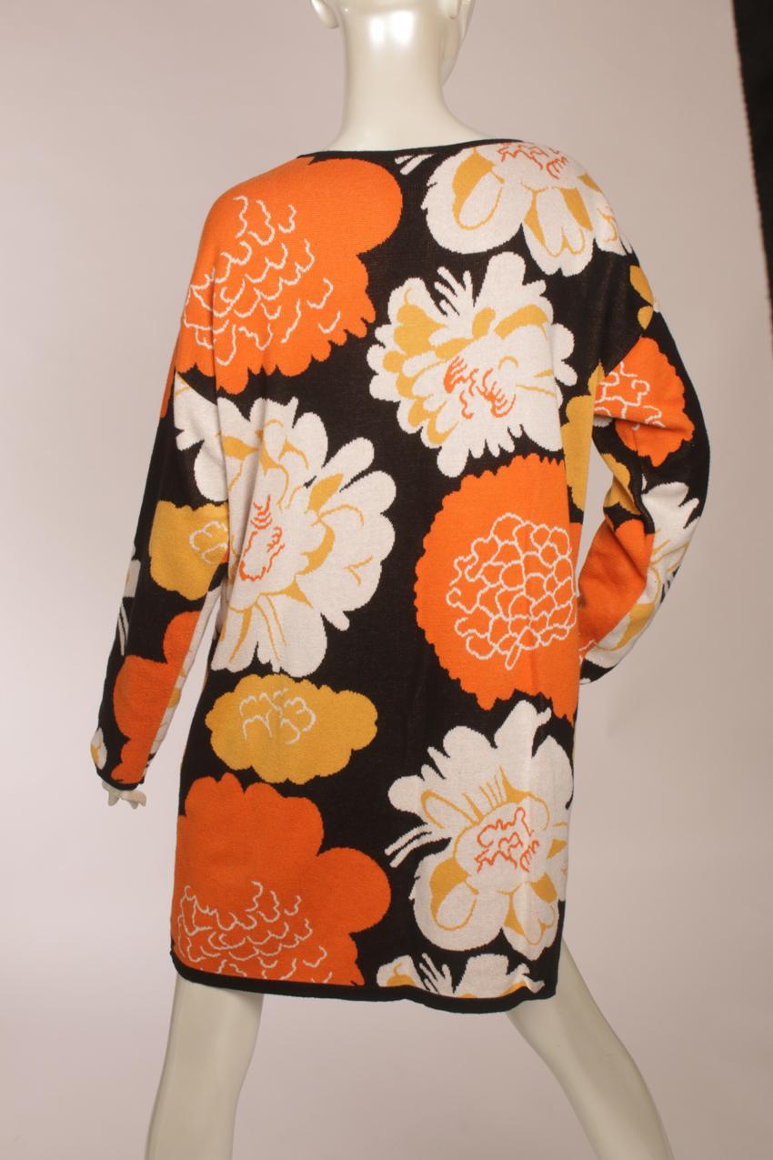Marimekko oranssi kukkakuvoinen “Pilar” neulemekko tunika - Image 8
