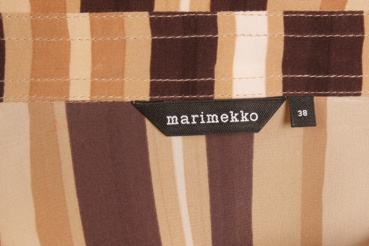 Marimekko ruskearaidallinen Roksana silkkipaita M - Image 10