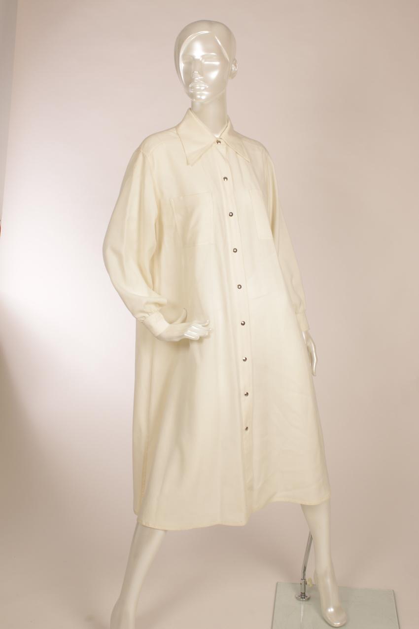 Vintage 70-luku Vuokko luonnonvalkoinen paitamekko XS S
