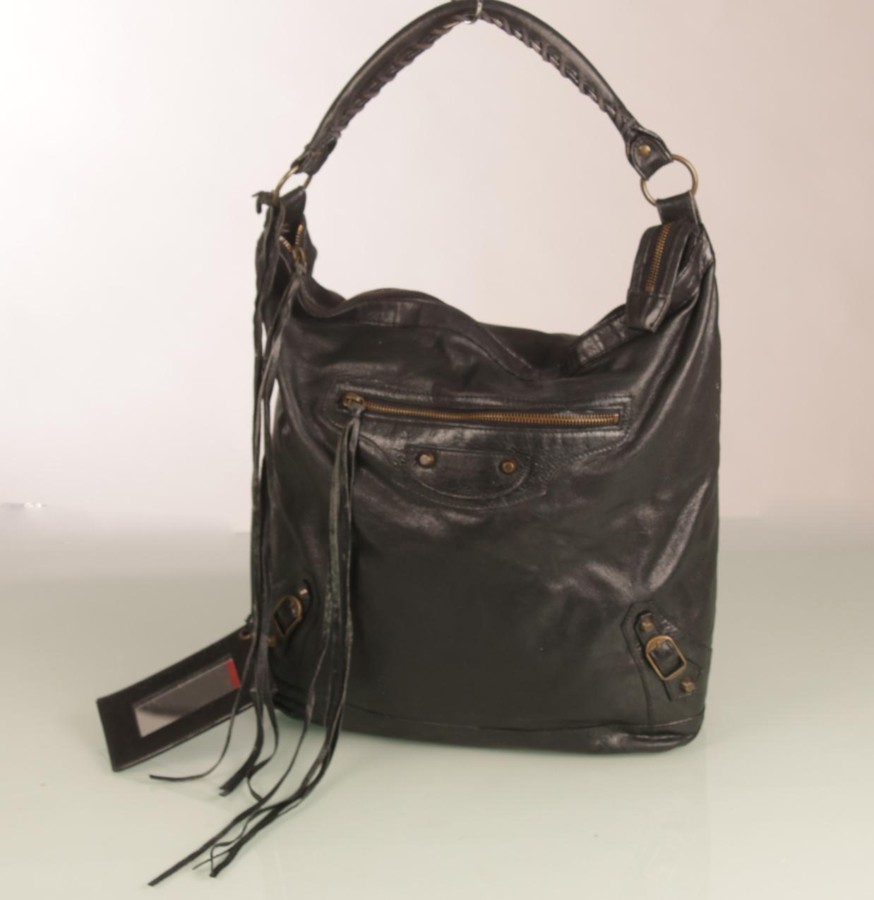Balenciaga musta metallinhohtoinen Day Hobo nahkainen olkalaukku - Image 2