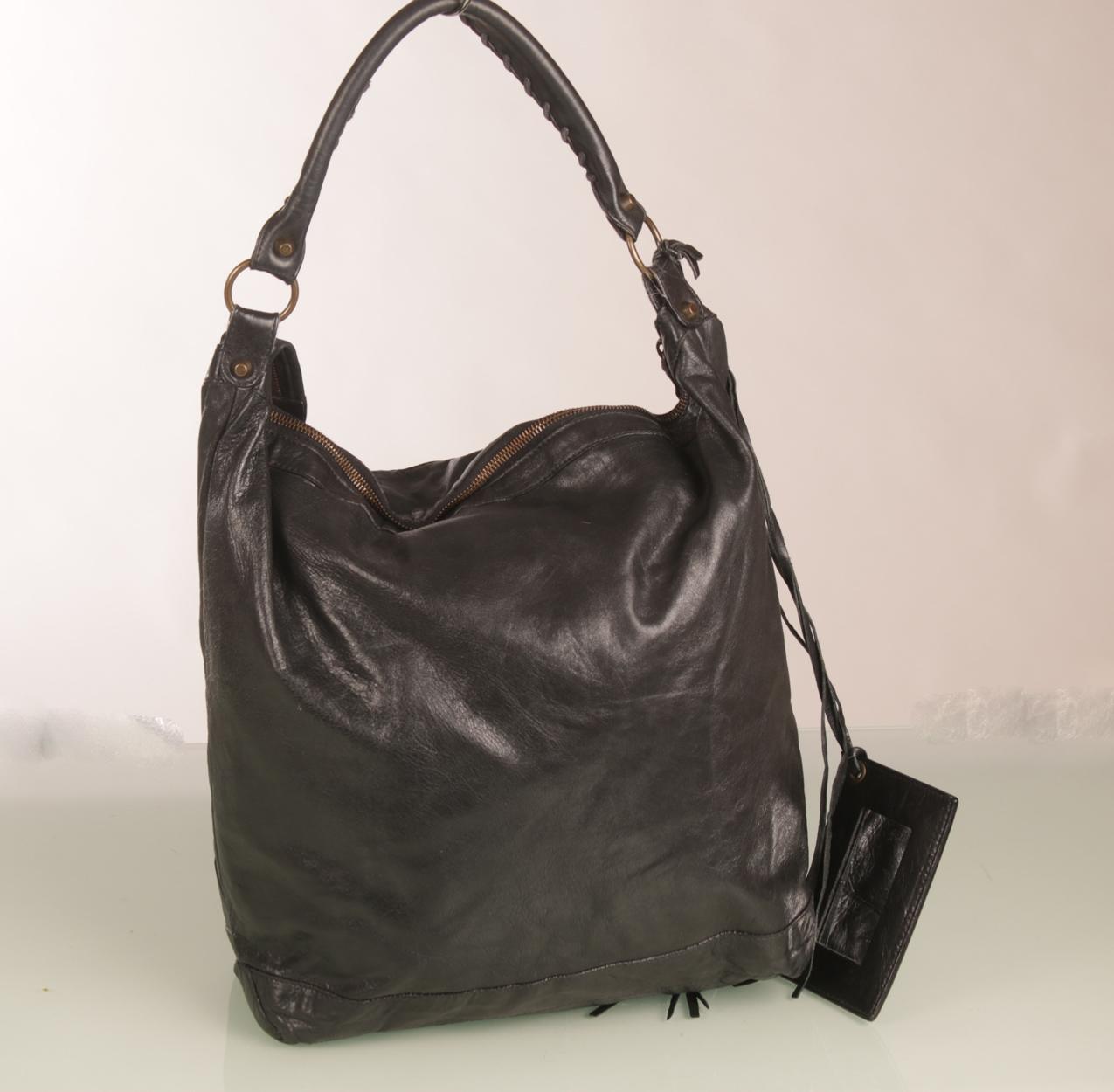 Balenciaga musta metallinhohtoinen Day Hobo nahkainen olkalaukku - Image 3