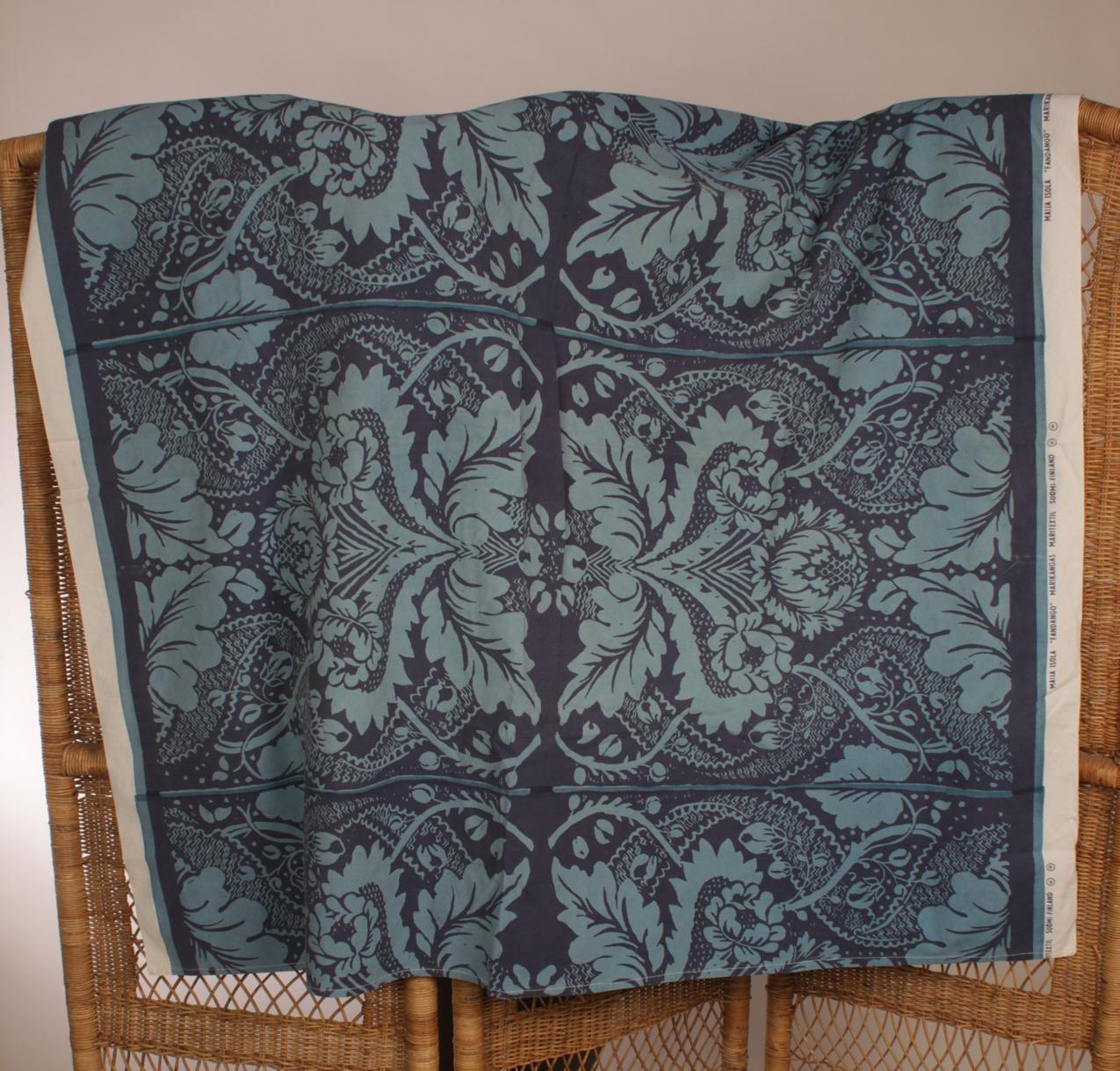Vintage Marimekko Maritextil Maija Isola sininen“Fandango” kangas