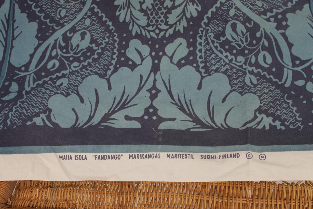 Vintage Marimekko Maritextil Maija Isola sininen“Fandango” kangas - Image 3