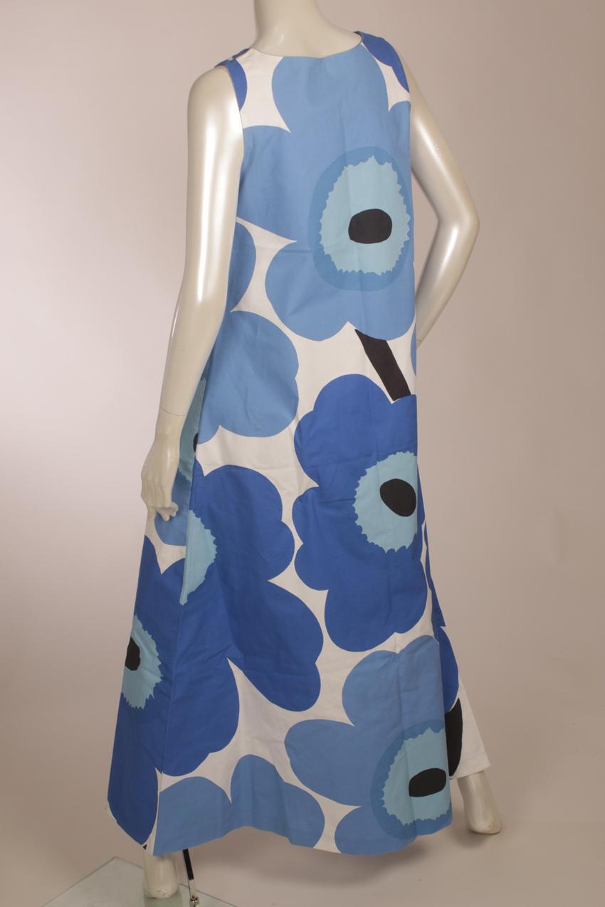 Vintage Marimekko sininen “Unikko” maksimekko M - Image 5