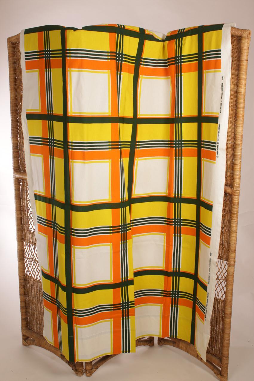 Vintage Marimekko Katsuji Wakisaka ruudullinen kangas verho “Riihi”