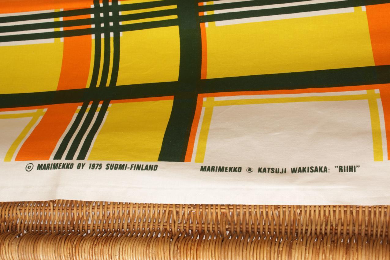 Vintage Marimekko Katsuji Wakisaka ruudullinen kangas verho “Riihi” - Image 4