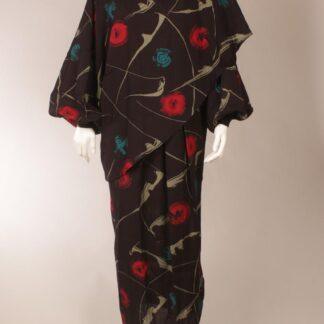 Vintage 80-luku Marimekko abstrakti kuvioinen villakangasmekko M
