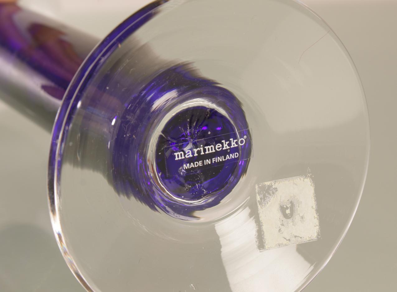 Vintage Marimekko JL-Lasi Riihimäki Brita Flander ”Seitsemän veljestä” large footed glass - Image 6
