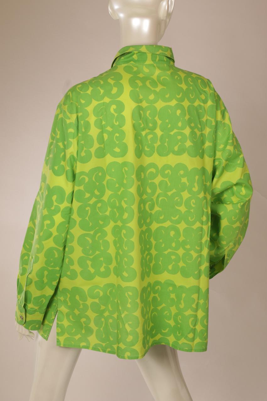Vintage Marimekko Annika Rimala vihreä ”Tarha”-paita XXL - Image 5