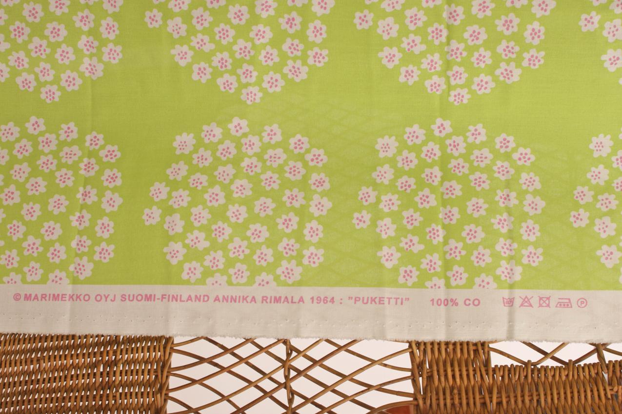 Marimekko Annika Rimala vihreä pinkki “Puketti” -kangas - Image 4