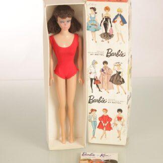 Vintage Mattel Barbie-nukke ruskeahiuksinen ponihäntäinen #7 1962-1963