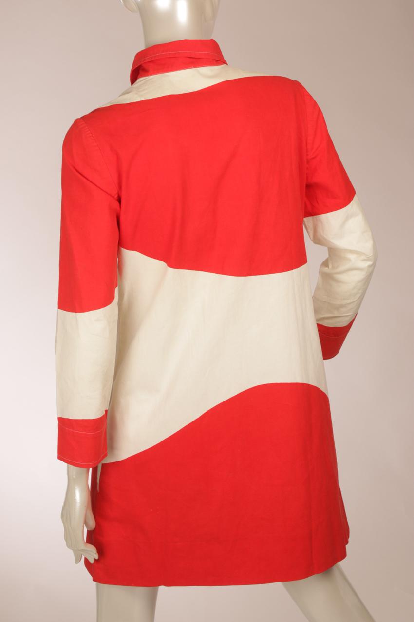 Vintage Vuokko punavalkoinen paitamekko XS - Image 6