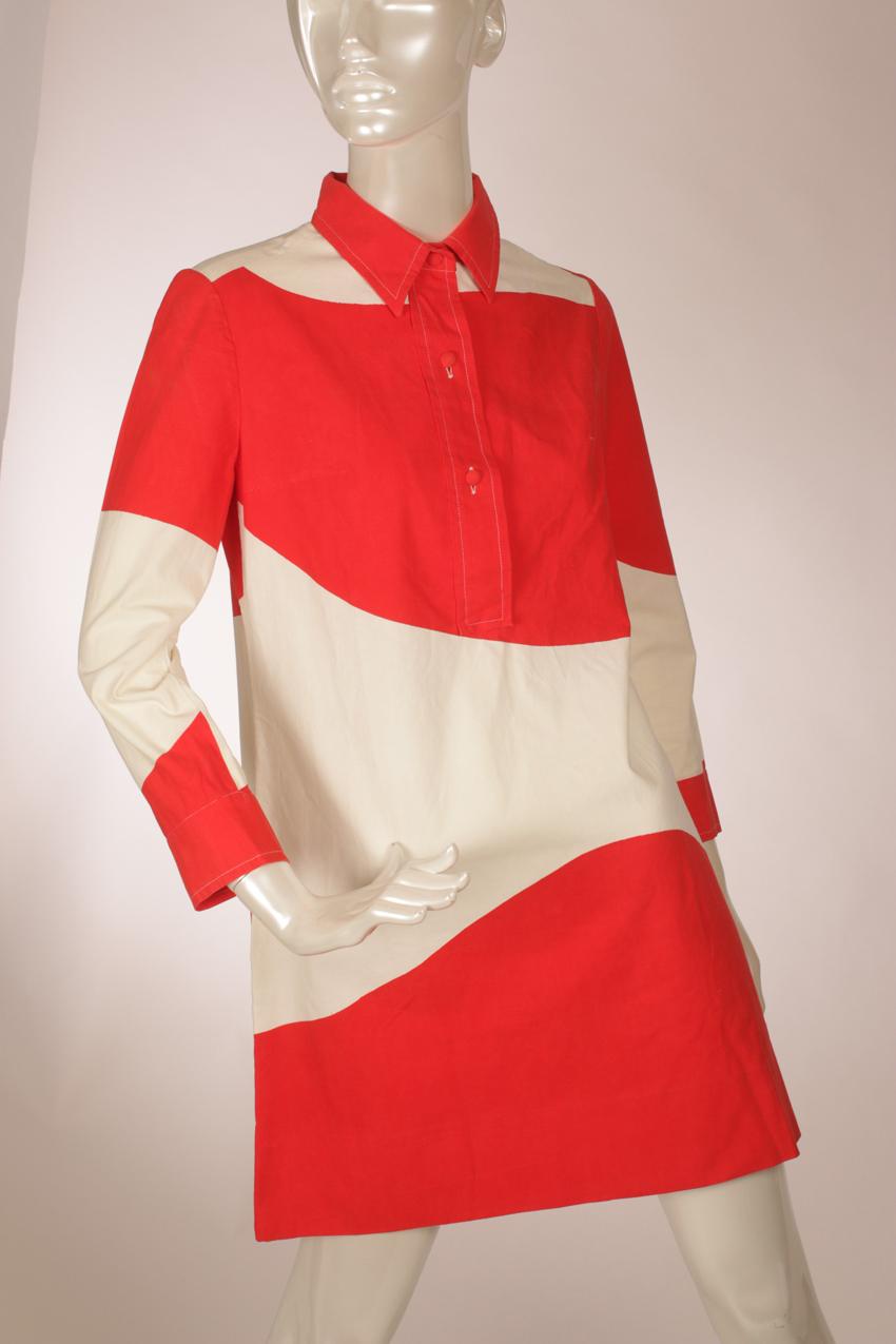 Vintage Vuokko punavalkoinen paitamekko XS - Image 4