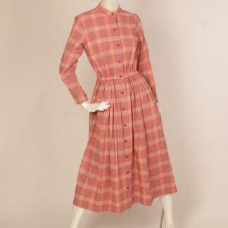 Vintage Marimekko pinkki ruutukuvioinen mekko M S