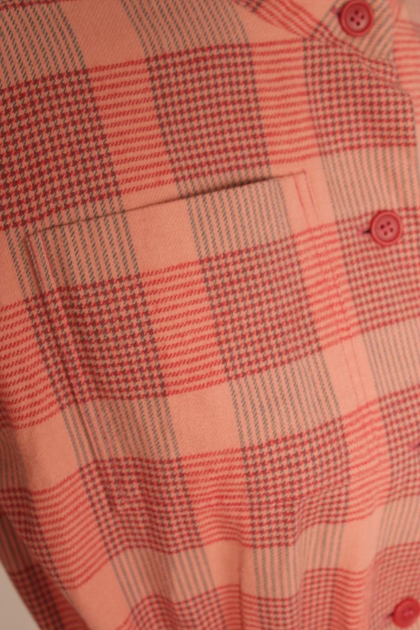 Vintage Marimekko pink checkered pattern dress M S - Image 4