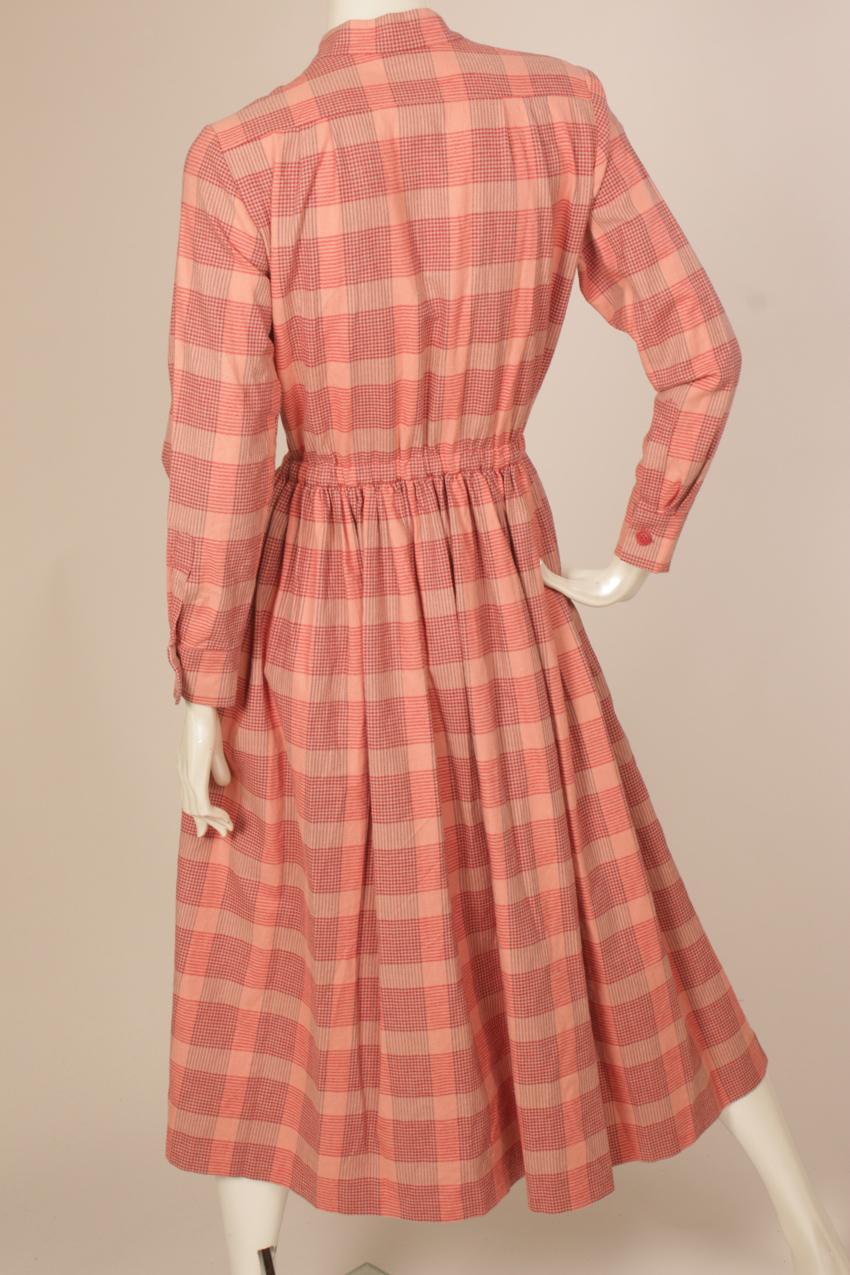 Vintage Marimekko pink checkered pattern dress M S - Image 7