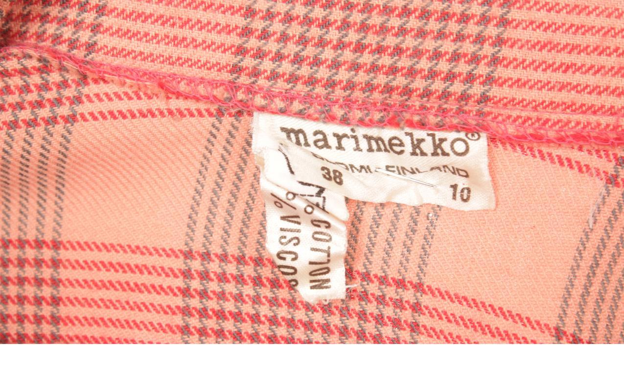 Vintage Marimekko pink checkered pattern dress M S - Image 10