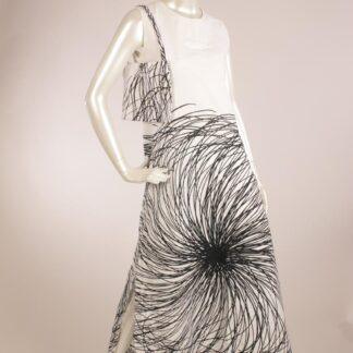 Vuokko white black “Pyörre” maxi dress S and bag