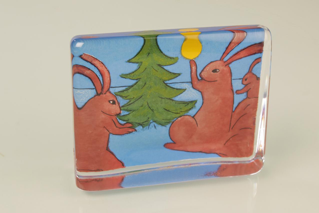 Iittala Heljä Liukko-Sundström pieni ”Onnen pojat” -lasikortti