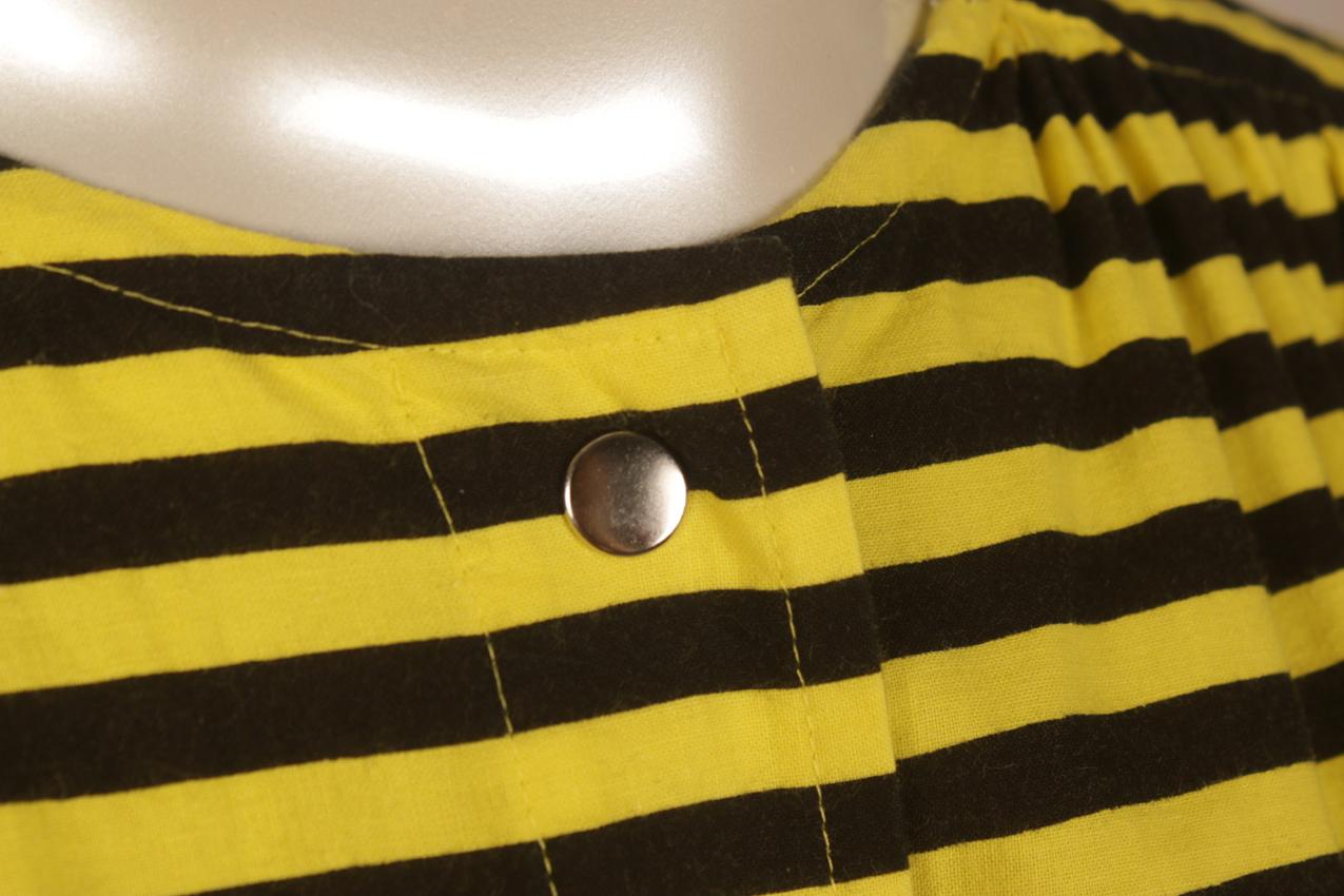 Vintage Vuokko keltamusta-raidallinen mekko XS S - Image 3