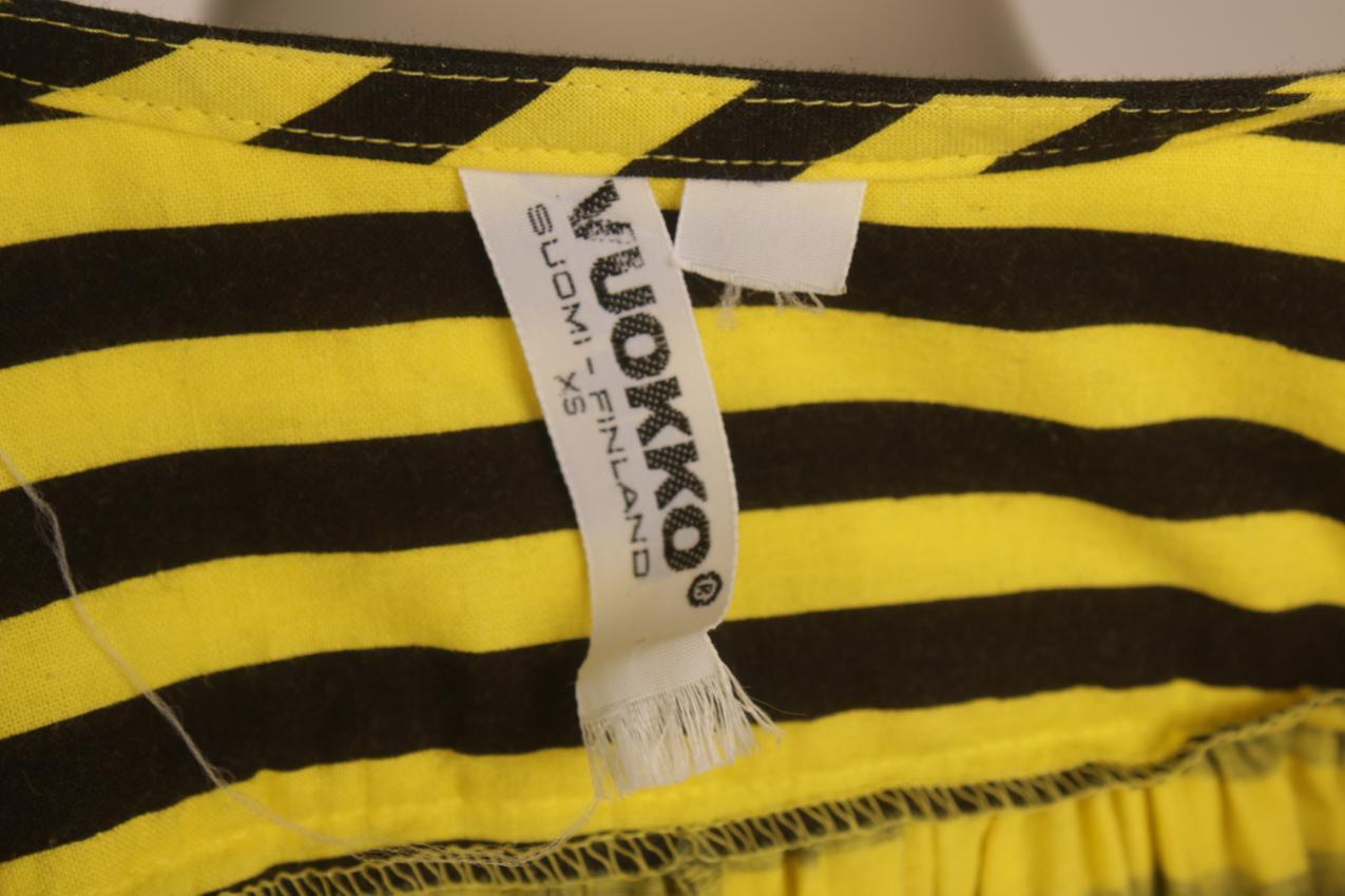 Vintage Vuokko keltamusta-raidallinen mekko XS S - Image 8