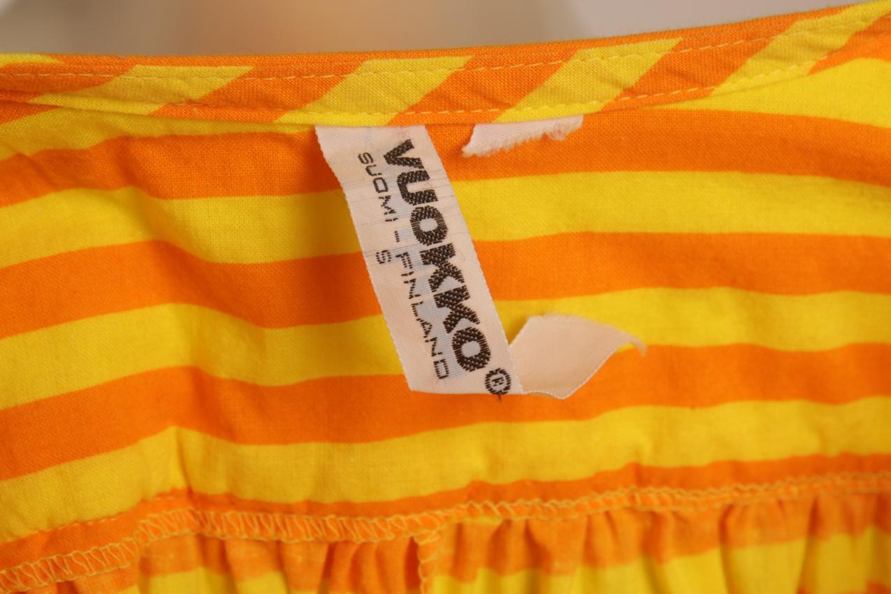 Vintage Vuokko keltaoranssi-raidallinen mekko S M - Image 10