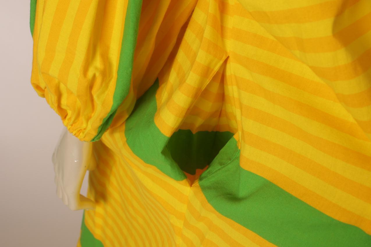 Vintage Vuokko keltavihreä-raidallinen mekko S M - Image 10