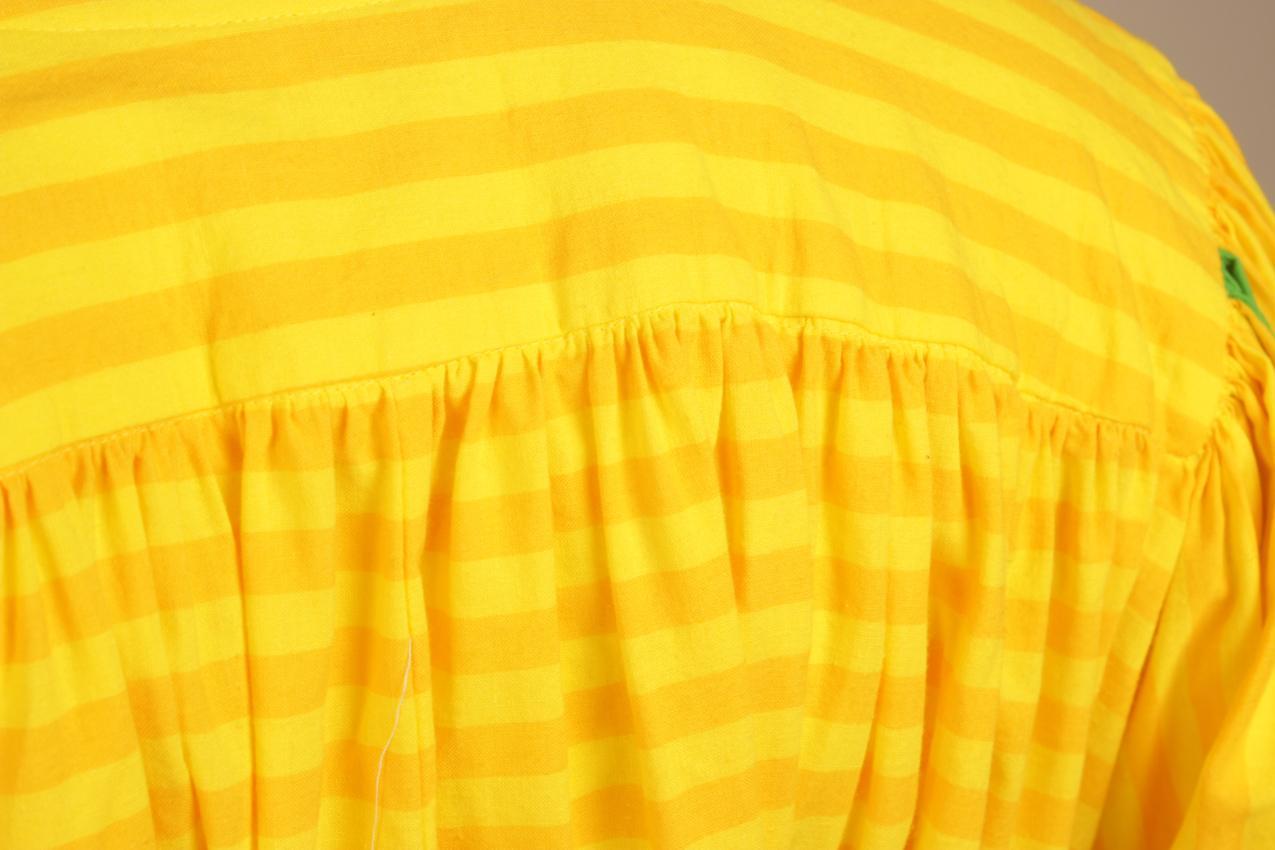 Vintage Vuokko keltavihreä-raidallinen mekko S M - Image 6