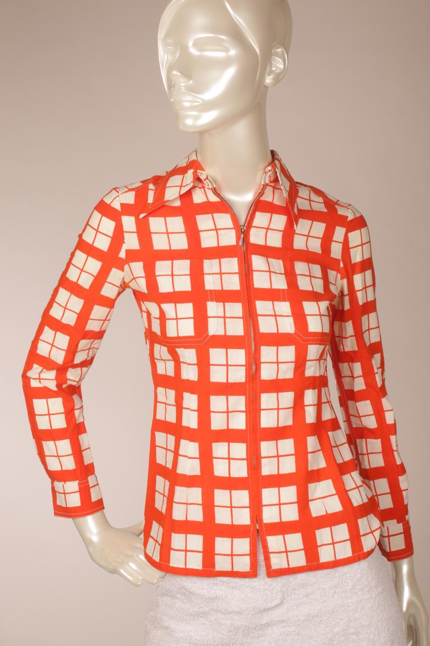 Vintage Vuokko ruudullinen paita vetoketjulla XS