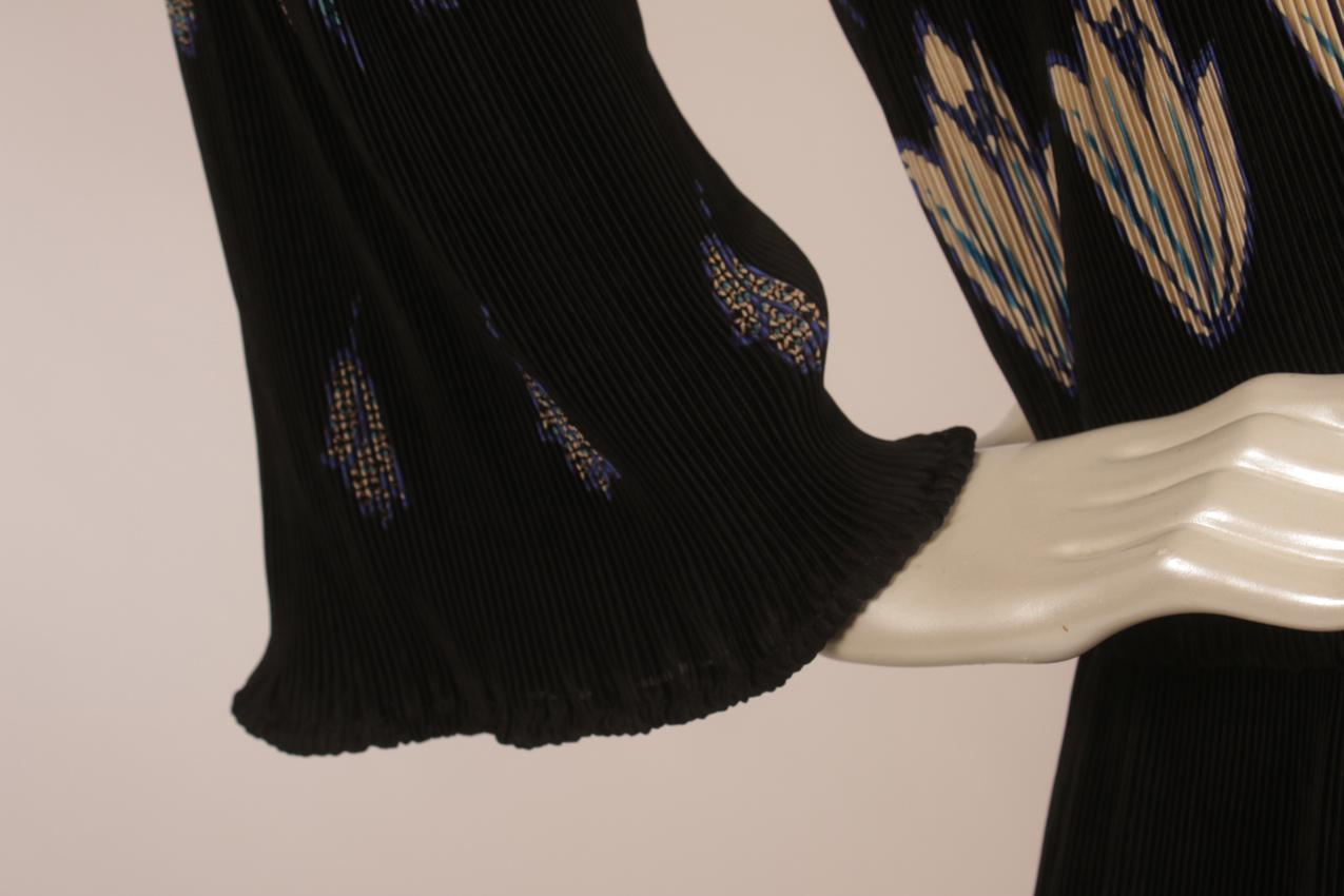 Vintage 80s Virginie black two-part pleated dress S M - Image 5