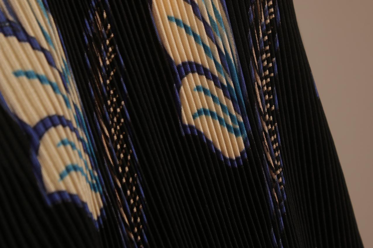 Vintage 80s Virginie black two-part pleated dress S M - Image 7