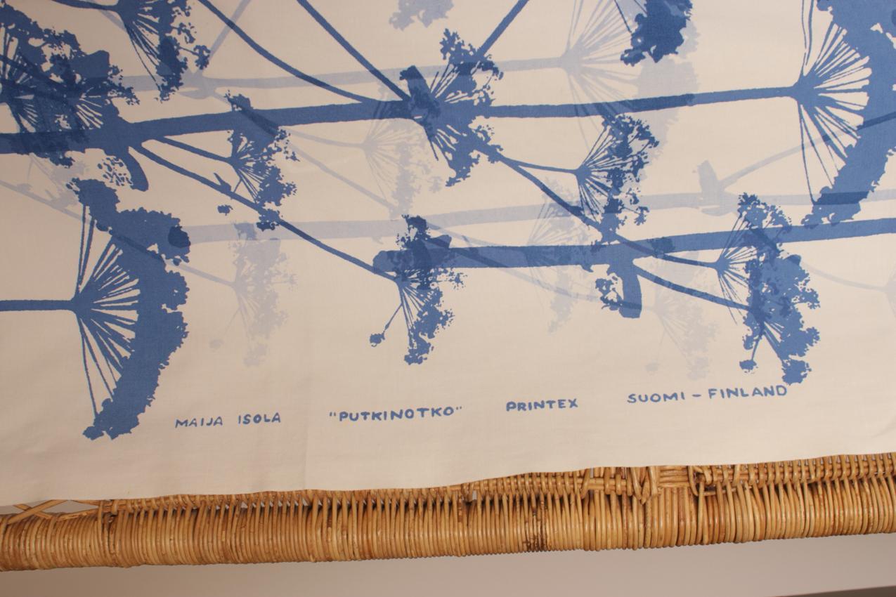 Vintage Printex Marimekko Maija Isola sininen ”Putkinotko” -verho/kangas - Image 4