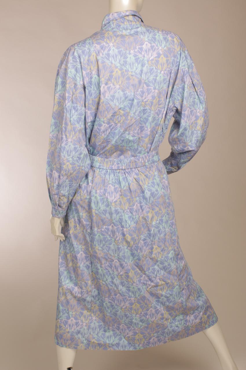 Vintage 80-luku Marimekko vaaleansinipohjainen paita ja hame M - Image 3